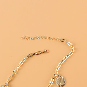 Vintage Alloy Square Plate Pendant Necklace - Zambeel