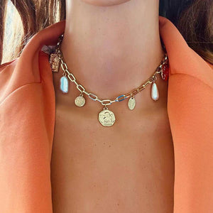Vintage Alloy Square Plate Pendant Necklace - Zambeel