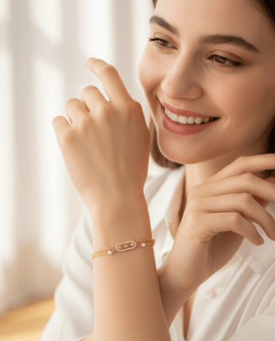 Vintage Bar Pearl Chain Bracelet - Zambeel