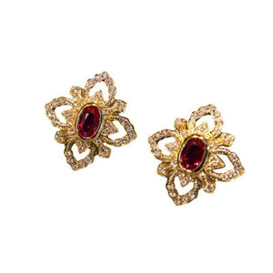 Vintage High - end Flower - shaped Earrings With Rhinestones - Zambeel