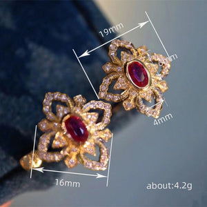 Vintage High - end Flower - shaped Earrings With Rhinestones - Zambeel