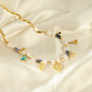 Vintage Natural Stone Freshwater Stringed Pearls Necklace - Zambeel
