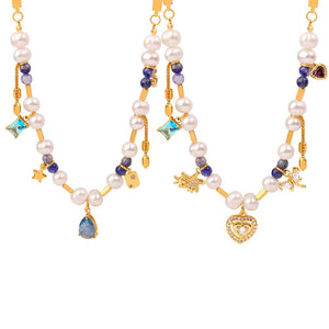 Vintage Natural Stone Freshwater Stringed Pearls Necklace - Zambeel