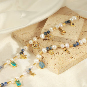 Vintage Natural Stone Freshwater Stringed Pearls Necklace - Zambeel
