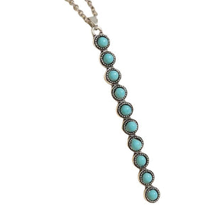Vintage One Line Long Necklace Inlaid With Turquoise - Zambeel
