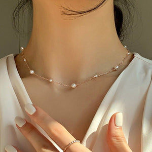 Vintage Pearl Clavicle Chain Female Simple - Zambeel
