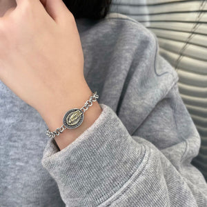Vintage S925 Sterling Silver Virgin Mary Bracelet - Zambeel
