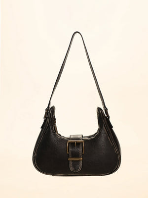 Vintage Vegetable Tanned Brushed Distressed Leather Pin Buckle Shoulder Bag - Zambeel