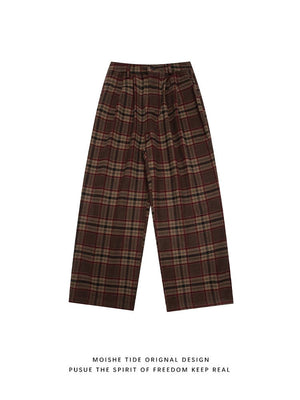Vintage Woolen Thickened Plaid Casual Pants - Zambeel