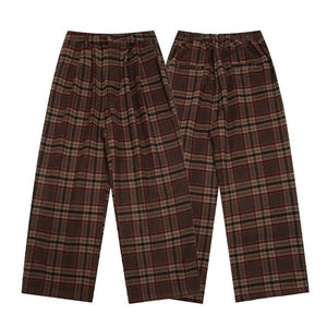Vintage Woolen Thickened Plaid Casual Pants - Zambeel