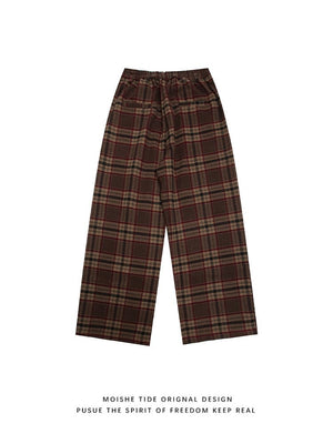 Vintage Woolen Thickened Plaid Casual Pants - Zambeel