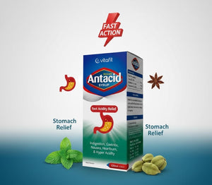 Vitafit Rexum Antacid Syrup - Fast Acidity Relief - Zambeel