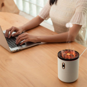 Volcanic Flame Aroma Essential Oil Diffuser USB Portable Jellyfish Air Humidifier Night Light Lamp Fragrance Humidifier - Zambeel