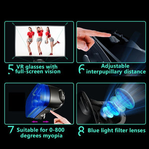 VR Helmet 3D Glasses Virtual Reality Support 0 - 800 Myopia For Smartphone Smart Phone Headset - Zambeel
