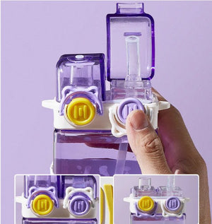 Water Bottle With Double Drink Straws - Zambeel