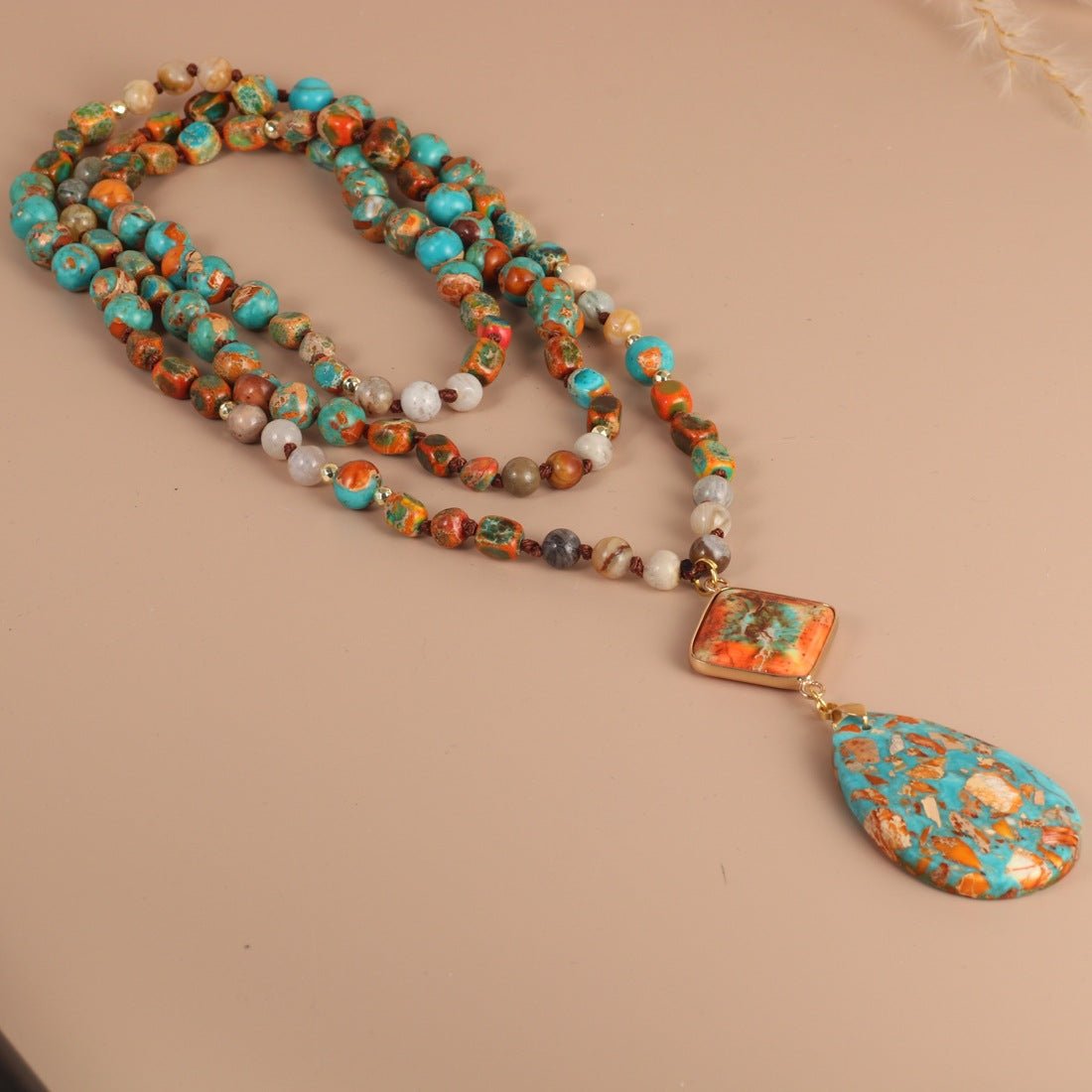 Water Drop Pendant Tassel Necklace Yoga - Zambeel