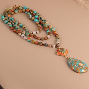 Water Drop Pendant Tassel Necklace Yoga - Zambeel