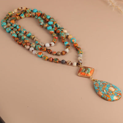 Water Drop Pendant Tassel Necklace Yoga - Zambeel