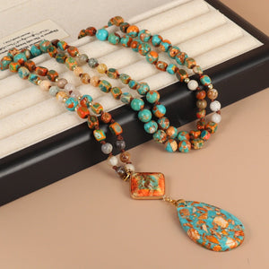 Water Drop Pendant Tassel Necklace Yoga - Zambeel