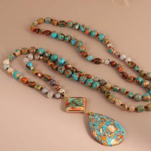 Water Drop Pendant Tassel Necklace Yoga - Zambeel