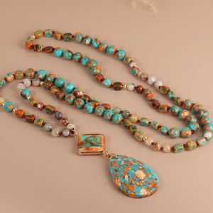 Water Drop Pendant Tassel Necklace Yoga - Zambeel