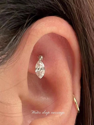 Water Drop Zircon Ear Studs High - Grade Silver Plated - Zambeel