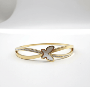 White Enamel Butterfly Bangle - Zambeel