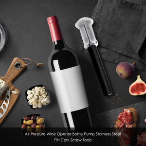 Wine Opener With Foil Cutter, Air Pressure Wine Bottle Opener Easy Cork Remover Corkscrew Stainless Steel Bar Accessories Kitchen Supplies Wine Air Pressure Bottle Opener Four - Piece Set Cylinder - Zambeel