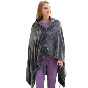 Winter Flannel Heated Blanket Cold Protection Body Warmer Usb Heated Warm Shawl Electric Heated Plush Blanket - Zambeel