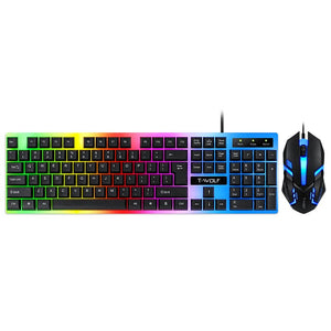 Wired Rainbow Backlit USB Interface Game Keyboard Ergonomic Game - Zambeel