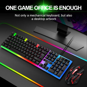 Wired Rainbow Backlit USB Interface Game Keyboard Ergonomic Game - Zambeel