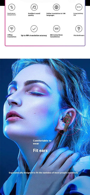 Wireless Bluetooth - compatible Translation Headphones Portable In - ear Translator - Zambeel