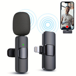 Wireless Lavalier Lapel Microphone For IPhone IPad Professional Wireless Clip Mic - Cordless Omnidirectional Condenser Recording Mic For Interview Video Podcast Vlog YouTube - Zambeel