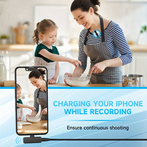 Wireless Lavalier Lapel Microphone For IPhone IPad Professional Wireless Clip Mic - Cordless Omnidirectional Condenser Recording Mic For Interview Video Podcast Vlog YouTube - Zambeel