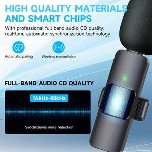 Wireless Lavalier Lapel Microphone For IPhone IPad Professional Wireless Clip Mic - Cordless Omnidirectional Condenser Recording Mic For Interview Video Podcast Vlog YouTube - Zambeel