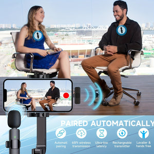 Wireless Lavalier Lapel Microphone For IPhone IPad Professional Wireless Clip Mic - Cordless Omnidirectional Condenser Recording Mic For Interview Video Podcast Vlog YouTube - Zambeel
