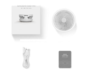 Wireless Suspended Air Circulation Fan USB Rechargeable Folding Electric Fan Night Light Touch Control 4 Wind Speed - Zambeel