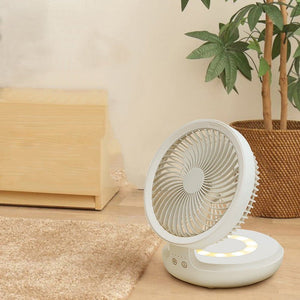 Wireless Suspended Air Circulation Fan USB Rechargeable Folding Electric Fan Night Light Touch Control 4 Wind Speed - Zambeel