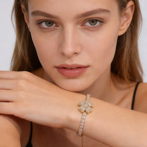 Women Bracelets Sterling Infinity Heart White Gold Plated Cubic Zirconia Adjustable Bracelet Best Gifts For Women - Zambeel