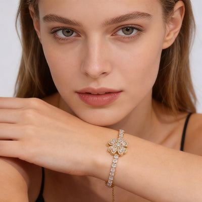 Women Bracelets Sterling Infinity Heart White Gold Plated Cubic Zirconia Adjustable Bracelet Best Gifts For Women - Zambeel