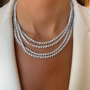 Womens Adjustable Multi - layer Twisted - rope Necklace With Diamond Accents - Zambeel