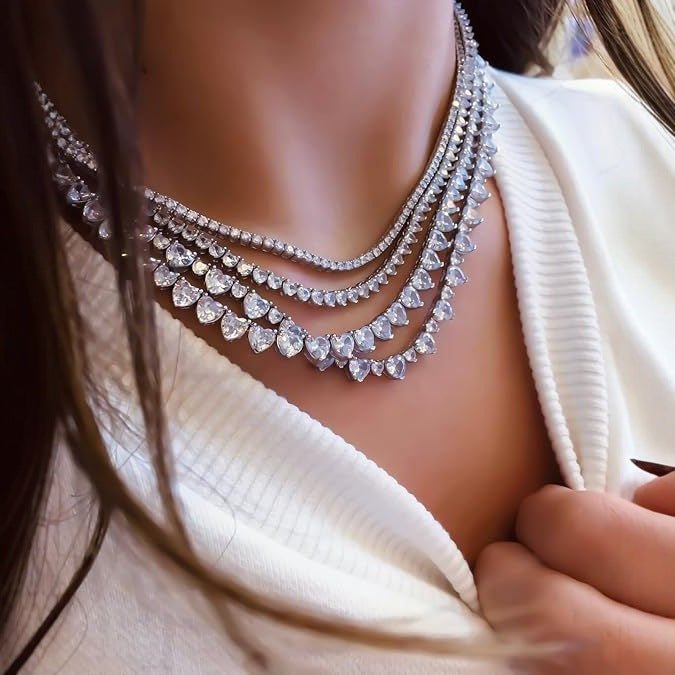 Womens Adjustable Multi - layer Twisted - rope Necklace With Diamond Accents - Zambeel