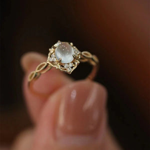 Womens Adjustable Ring With Luxurious Romantic Moonstone - Zambeel