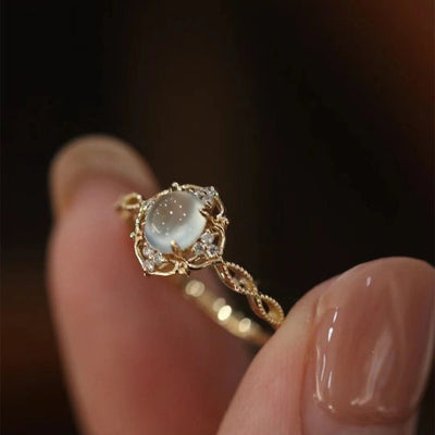 Womens Adjustable Ring With Luxurious Romantic Moonstone - Zambeel