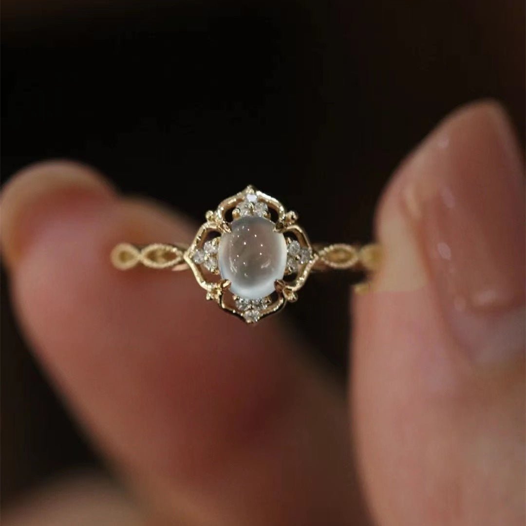 Womens Adjustable Ring With Luxurious Romantic Moonstone - Zambeel