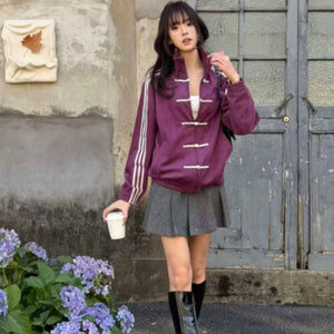 Women's Autumnwinter Side Striped Stand Collar Sweatshirt - Zambeel