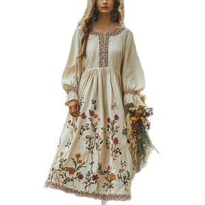 Women's Bohemian Retro Long - Sleeve Maxi Dress - Zambeel