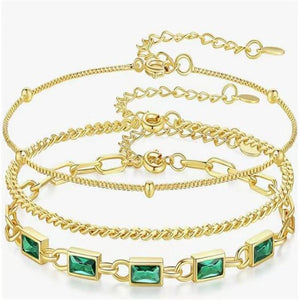 Women's Brass Plated Stacked Three - layer Color Bracelet - Zambeel