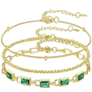 Women's Brass Plated Stacked Three - layer Color Bracelet - Zambeel