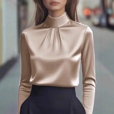 Women's Casual Fashionable Elegant Solid - Color Long - Sleeve Shirt - Zambeel